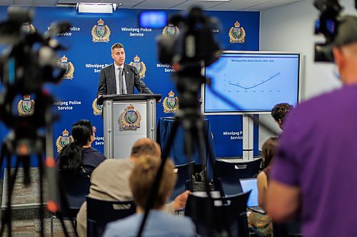 MIKE DEAL / FREE PRESS
David Bowman, WPS Director of Organizational Development and Support provides remarks with regard to technical questions from the 2025 Statistical Report during a press conference at police HQ Wednesday morning. 
Reporter: Tyler Searly
260527 - Wednesday, May 27, 2026.
