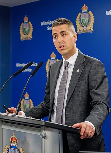 MIKE DEAL / FREE PRESS
David Bowman, WPS Director of Organizational Development and Support provides remarks with regard to technical questions from the 2025 Statistical Report during a press conference at police HQ Wednesday morning. 
Reporter: Tyler Searly
260527 - Wednesday, May 27, 2026.