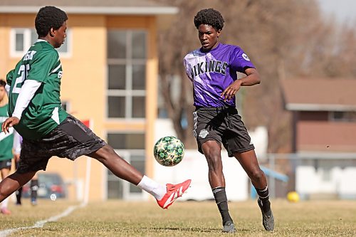 Timi Fadare and the Viking boys went undefeated in Brandon High School Soccer League play, earning a trip to provincials. (Tim Smith/The Brandon Sun)