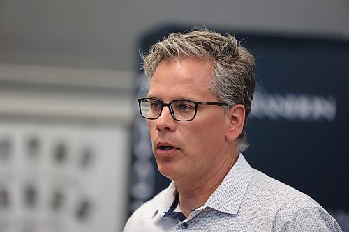 Grant Hamilton, an Open Streets Brandon organizer, speaks to council on Monday evening. He said closing the street to vehicles makes it "a little bit more human-centred." (Alex Lambert/The Brandon Sun)