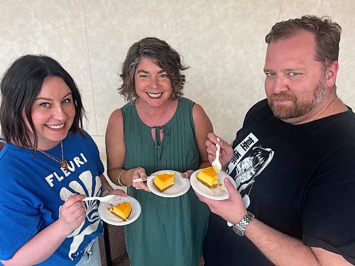 Mike Aporius / Free Press
Free Press staff (from left): Jen Zoratti, Jill Wilson and Darren Ridgley try the Kd cheescake.
