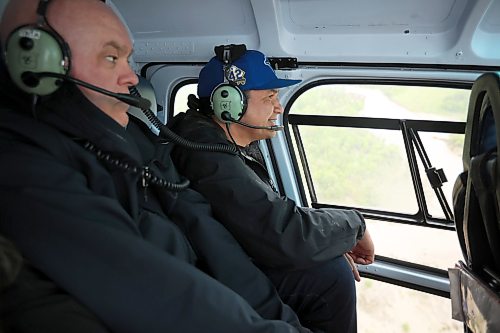 10062026
Manitoba Premier Wab Kinew surveys the flood damage in the Swan River and Minitonas area from a helicopter on Wednesday. (Tim Smith/The Brandon Sun)