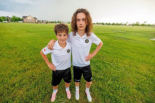 MIKE DEAL / FREE PRESS
(From left) Aiden Karacsony and Cristiano Morais were selected to carry the match ball during a pair of World Cup games.
Reporter: Josh Frey-Sam
260610 - Wednesday, June 10, 2026.