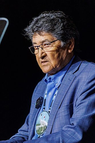 MIKE DEAL / FREE PRESS
Ovide Mercredi former National Chief of the Assembly of First Nations speaks during the official HBC Royal Charter Welcoming Ceremony and Reception which was held at the Manitoba Museum Thursday morning.
260611 - Thursday, June 11, 2026.