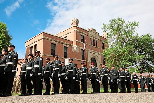 11062026
Soldiers with the Royal Canadian Artillery Band and the 1st Regiment, Royal Canadian Horse Artillery march along Victoria Avenue from Brandon University to Brandon City Hall during the Freedom of the City parade and ceremony on Thursday morning.
(Tim Smith/The Brandon Sun)