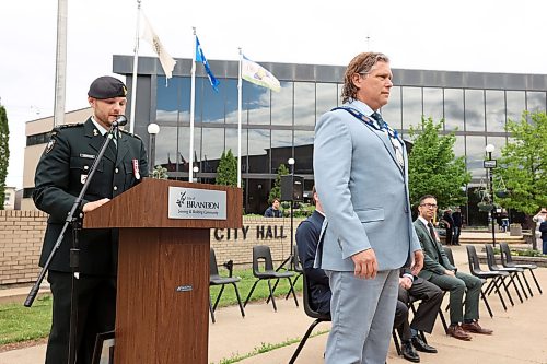 11062026
Brandon Mayor Jeff Fawcett is introduced during the Freedom of the City parade and ceremony on Thursday morning.
(Tim Smith/The Brandon Sun)