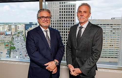 MIKE DEAL / FREE PRESS
(From left) Stuart Blake, CEO and Managing Partner of Fillmore Riley LLP and Jody Langhan, Executive Chair of Fillmore Riley at their offices at 360 Main Street.
Reporter: Aaron Epp
260603 - Wednesday, June 03, 2026.