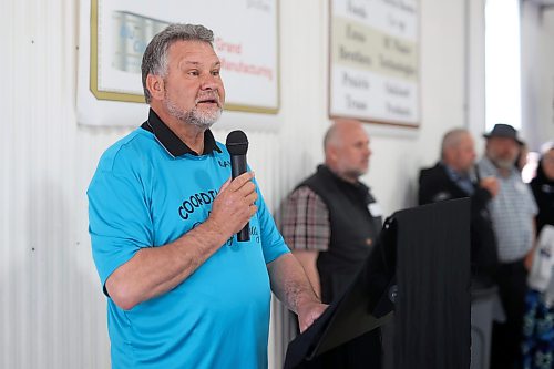 12062026
David Gross of Sommerfeld Colony, coordinator for Colony Safety Day, speaks to the over 500 participants at the beginning of the event at Rolling Acres Colony on Friday. The yearly event has taken place for over 20 years, rotating through colonies in different parts of the province. (Tim Smith/The Brandon Sun)