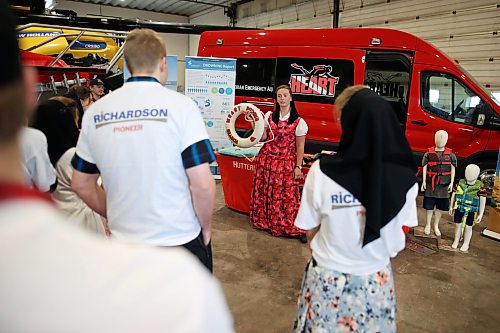 12062026
Savanna Maendel with Oak Bluff Colony talks about water safety during Colony Safety Day at Rolling Acres Hutterite Colony near Eden, Manitoba on Friday. Maendel is a support member for the Hutterian Emergency Aquatic Response Team based out of Oak Bluff Colony. (Tim Smith/The Brandon Sun)