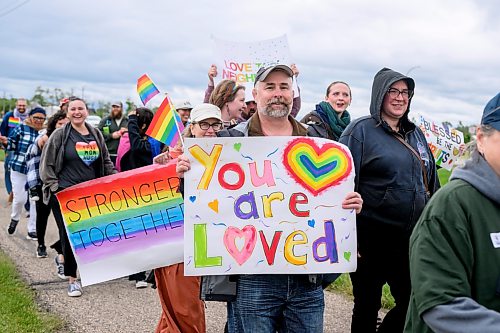 Mike Sudoma/Free Press
Hundreds of Manitobans hold signs and take part in Winkler Manitobas first official Pride March Saturday afternoon
June 13, 2026