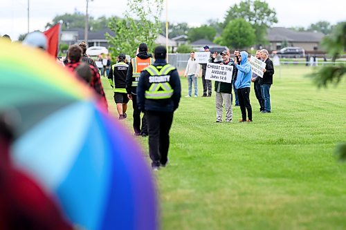 Mike Sudoma/Free Press
Hundreds of Manitobans march past a small group of protesters as they take part in Winkler Manitobas first official Pride March Saturday afternoon
June 13, 2026