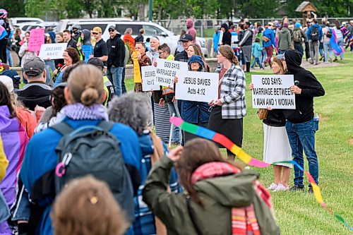 Mike Sudoma/Free Press
Hundreds of Manitobans march past a small group of protesters as they take part in Winkler Manitobas first official Pride March Saturday afternoon
June 13, 2026
