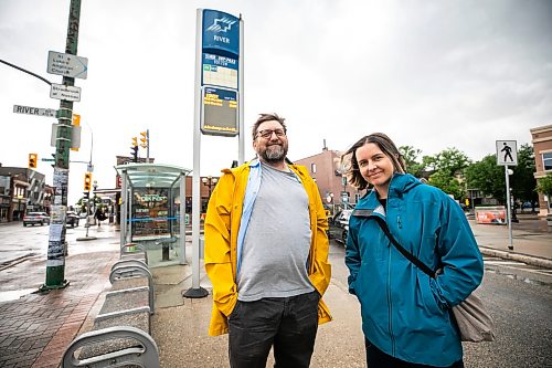MIKAELA MACKENZIE / FREE PRESS
	
Musician John Samson Fellows and Laura Cameron from Climate Action at an Osborne Village bus stop on Monday, June 15, 2026. John Samson Fellows has released a new song calling on the provincial government to reinstate 50/50 funding for Winnipeg Transit, in support of a public transportation funding campaign led by Climate Action Team Manitoba and the Amalgamated Transit Union.

For Eva story.
Free Press 2026
