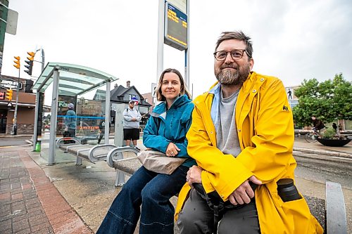 MIKAELA MACKENZIE / FREE PRESS
	
Musician John Samson Fellows and Laura Cameron from Climate Action at an Osborne Village bus stop on Monday, June 15, 2026. John Samson Fellows has released a new song calling on the provincial government to reinstate 50/50 funding for Winnipeg Transit, in support of a public transportation funding campaign led by Climate Action Team Manitoba and the Amalgamated Transit Union.

For Eva story.
Free Press 2026