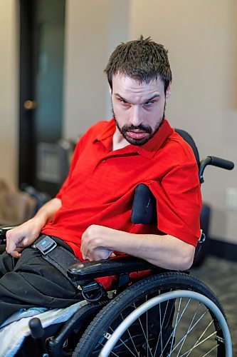 MIKE DEAL / FREE PRESS
Tyson Sylvester, one of the people who filed a human rights complaint that resulted in a settlement with Government of Manitoba and the Winnipeg Regional Health Authority (WRHA) that has led to the creation of the report, Equality, Dignity, and Belonging: Building a Better System for People with Disabilities in Manitoba, which they have committed to making best efforts to implement the Report’s recommendations.
A groundbreaking report outlining why disability services in Manitoba must be completely overhauled along with recommendations on how to fix the system was released during an event at the Canad Inns Club Regent Tuesday morning. 
Reporter: Scott Billeck
260616 - Tuesday, June 16, 2026.