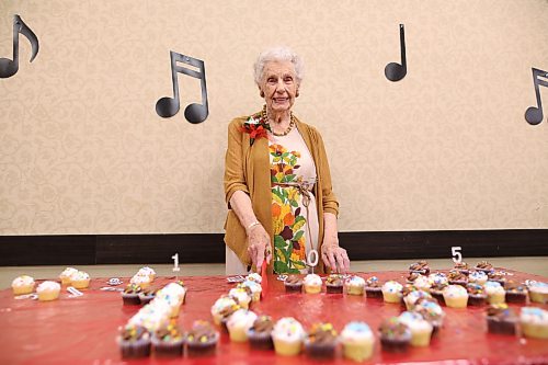 16062026
Edith Edmundson poses for photos with her birthday cupcakes during her 105th birthday celebration at the Victoria Inn in Brandon, Manitoba on Tuesday. Edmundson turned 105 on June fourth and is celebrating her birthday four times. Festivities started last week in B.C. where Edmundson has been living with her daughter Rhonda Kremko for the last four years. Last Saturday friends and relatives raised a glass to her in Shoal Lake. Her fourth party will be this weekend in Winnipeg. (Tim Smith/The Brandon Sun)
