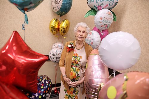 16062026
One-hundred-and-five year old Edith Edmundson during her birthday celebration at the Victoria Inn in Brandon, Manitoba on Tuesday. Edmundson turned 105 on June fourth and is celebrating her birthday four times. Festivities started last week in B.C. where Edmundson has been living with her daughter Rhonda Kremko for the last four years. Last Saturday friends and relatives raised a glass to her in Shoal Lake. Her fourth party will be this weekend in Winnipeg. (Tim Smith/The Brandon Sun)