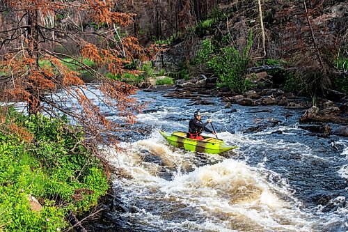 MIKAELA MACKENZIE / FREE PRESS
Garrett Fache paddles a rapid on the lower Bird River on Tuesday, June 16, 2026.
For photo page.
Free Press 2026