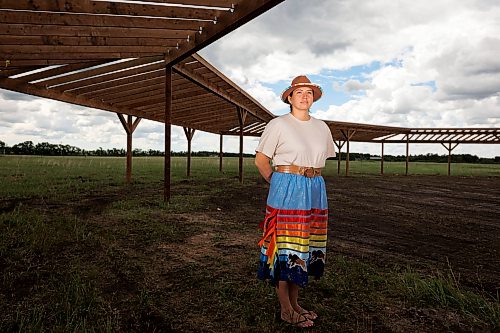 17062026
Tréchelle Bunn, Chief of Birdtail Sioux Dakota Nation, in Birdtail’s under-construction Powwow arbor on Wednesday. Bunn is the youngest Chief in Birdtail’s history, the founder of the Reconciliation Run and has spoken before the United Nations Human Rights Council on behalf of Indigenous Peoples. (Tim Smith/The Brandon Sun)