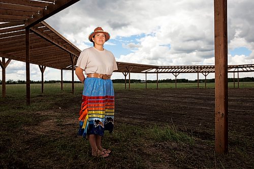 17062026
Tréchelle Bunn, Chief of Birdtail Sioux Dakota Nation, in Birdtail’s under-construction Powwow arbor on Wednesday. Bunn is the youngest Chief in Birdtail’s history, the founder of the Reconciliation Run and has spoken before the United Nations Human Rights Council on behalf of Indigenous Peoples. (Tim Smith/The Brandon Sun)