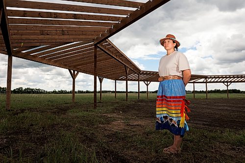 17062026
Tréchelle Bunn, Chief of Birdtail Sioux Dakota Nation, in Birdtail’s under-construction Powwow arbor on Wednesday. Bunn is the youngest Chief in Birdtail’s history, the founder of the Reconciliation Run and has spoken before the United Nations Human Rights Council on behalf of Indigenous Peoples. (Tim Smith/The Brandon Sun)