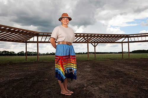 17062026
Tréchelle Bunn, Chief of Birdtail Sioux Dakota Nation, in Birdtail’s under-construction Powwow arbor on Wednesday. Bunn is the youngest Chief in Birdtail’s history, the founder of the Reconciliation Run and has spoken before the United Nations Human Rights Council on behalf of Indigenous Peoples.  (Tim Smith/The Brandon Sun)
