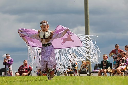 17062026
Grade two student Meadow Standingready, seven, dances in the fancy shawl category during Chan Kagha Otina Dakota Wayawa Tipi School’s annual end-of-year Pow wow at Birdtail Sioux Dakota Nation on Wednesday. The event included a lunch and prizes in various pow wow categories. Chan Kagha Otina Dakota Wayawa Tipi School has approximately 210 students from nursery school up to adult education. School principal Delonna Pratt said the annual pow wow is “a celebration of the school year and coincides with the upcoming summer solstice.” She added “in Dakota Culture there is a lot of connection to the earth so we make sure to give our thanks to creator every day for what we have.” (Tim Smith/The Brandon Sun)