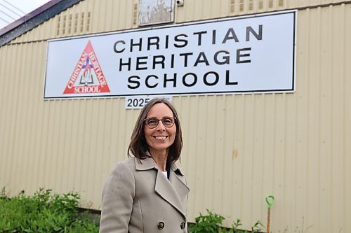 Christian Heritage School principal Raquel Peters stands in front of the school building on Friday. Peters says the school, which currently serves approximately 110 students from kindergarten to Grade 8, plans to gradually re-establish a full high school program by adding one grade each year until Grades 10, 11 and 12 are in place. (Abiola Odutola/The Brandon Sun)