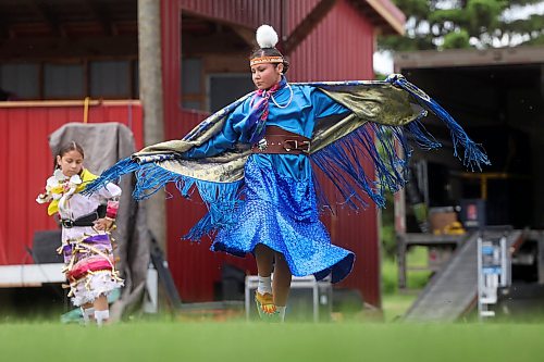Redstar Stonestand dances during the mini competition powwow at Indigenous Peoples Day celebrations at Sioux Valley Dakota Nation on Friday. The celebrations included live entertainment, a talent show, games, sports and a barbecue supper, among other festivities. Indigenous Peoples Day is Sunday with local celebrations at the Riverbank Discovery Centre in Brandon. (Tim Smith/The Brandon Sun)