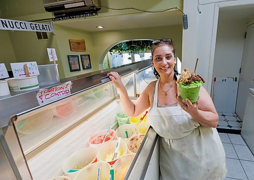 MIKE DEAL / FREE PRESS
Nucci’s Gelati owner Maria Pepe scoops out some of their famous gelato for a customer. Nucci’s is celebrating its 50th year.
Reporter: Tiago Resko
260619 - Friday, June 19, 2026.