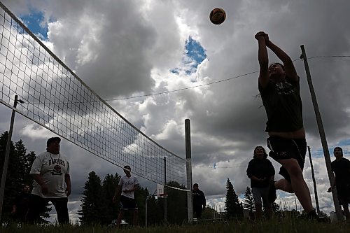 18062026
Sioux Valley Dakota Nation members play volleyball during Indigenous Peoples Day celebrations at the community on Friday. The celebrations included live entertainment, a talent show, games, sports, a barbecue supper, and a mini competition powwow, among other festivities. Indigenous Peoples Day is Sunday, June 21 with local celebrations at the Riverbank Discovery Centre. (Tim Smith/The Brandon Sun)