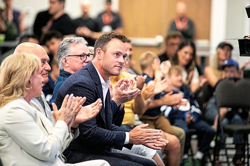 MIKAELA MACKENZIE / FREE PRESS
	
Jonathan Toews announces his retirement at the Jonathan Toews Sportsplex on Friday, June 19, 2026.

For sports story.
Free Press 2026