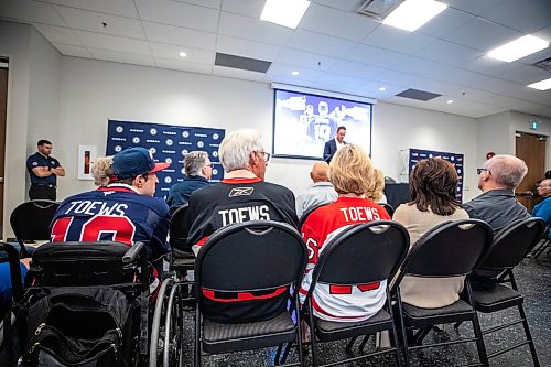 MIKAELA MACKENZIE / FREE PRESS
	
Jonathan Toews announces his retirement at the Jonathan Toews Sportsplex on Friday, June 19, 2026.

For sports story.
Free Press 2026