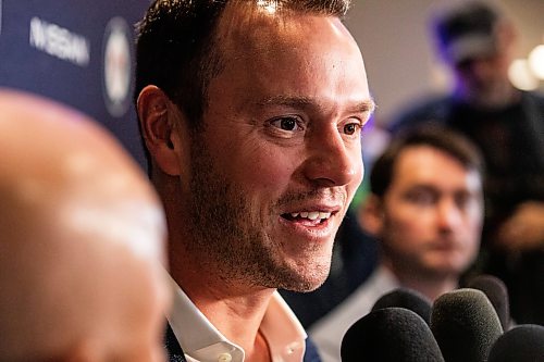 MIKAELA MACKENZIE / FREE PRESS
	
Jonathan Toews announces his retirement at the Jonathan Toews Sportsplex on Friday, June 19, 2026.

For sports story.
Free Press 2026