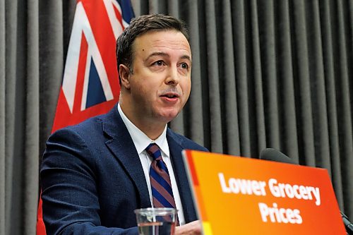 MIKE DEAL / FREE PRESS
Finance Minister Adrien Sala speaks about the release of the Provincial grocery study findings at a press conference at the Manitoba Legislative building Monday morning.
Reporter: Carol Sanders
260622 - Monday, June 22, 2026.