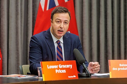 MIKE DEAL / FREE PRESS
Finance Minister Adrien Sala speaks about the release of the Provincial grocery study findings at a press conference at the Manitoba Legislative building Monday morning.
Reporter: Carol Sanders
260622 - Monday, June 22, 2026.