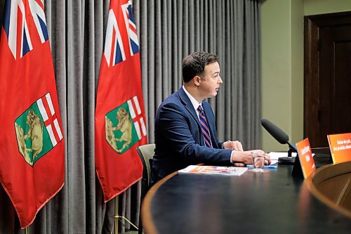 MIKE DEAL / FREE PRESS
Finance Minister Adrien Sala speaks about the release of the Provincial grocery study findings at a press conference at the Manitoba Legislative building Monday morning.
Reporter: Carol Sanders
260622 - Monday, June 22, 2026.