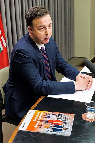 MIKE DEAL / FREE PRESS
Finance Minister Adrien Sala speaks about the release of the Provincial grocery study findings at a press conference at the Manitoba Legislative building Monday morning.
Reporter: Carol Sanders
260622 - Monday, June 22, 2026.