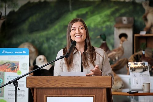 22062026
Ingrid Gatin, Programming & Community Co-ordinator for the Riverbank Discovery Centre, talks during an event at the Riverbank on Monday morning to announce the adding of five city-owned lands to Manitoba’s Protected and Conserved Areas Network.
(Tim Smith/The Brandon Sun)