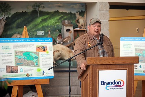 22062026
Sioux Valley Dakota Nation councillor Jon Bell talks during an event at the Riverbank Discovery Centre on Monday morning to announce the adding of five city-owned lands to Manitoba’s Protected and Conserved Areas Network. 
 (Tim Smith/The Brandon Sun)