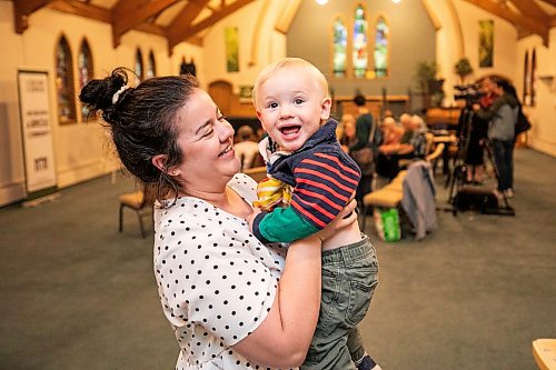 MIKAELA MACKENZIE / FREE PRESS
Karlee MacDonald and her one-year-old son, Callahan MacDonald, play before a media event announcing plans to turn Churchill Park United Church into South Osborne Commons (a childcare centre and community space) on Tuesday, June 23, 2026.
For Nicole story.
Free Press 2026