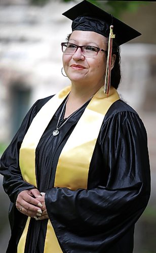 Ruth Bonneville / Free Press

Local MATURE GRAD

Portrait of Jolene Sumner, who can’t hold back her tears of joy as she wears her cap and gown after overcoming odds to finally finish her schooling recently.  

Story:  Jolene Sumner was a new resident of an inner-city homeless shelter with her three children. Her family lost everything they couldn't pack up into four suitcases, one each as per the Winnipeg Centre of Hope's protocols. A pest infestation in their rental had turned their skin jaundice and made them all incredibly ill. They had no choice but to flee, she says — it was not unlike a house fire. Utterly embarrassed, Sumner, 44, decided she had to find a way to pass the time while her kids went to school this winter. So she enrolled in Grade 12. The fifth time proved to be the charm for Sumner. She is graduating this spring as a valedictorian of her class and feeling more optimistic than ever before. 

See story by Maggie

June 23,  2026