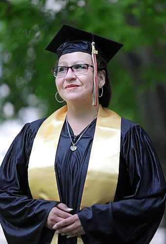 Ruth Bonneville / Free Press

Local MATURE GRAD

Portrait of Jolene Sumner, who can’t hold back her tears of joy as she wears her cap and gown after overcoming odds to finally finish her schooling recently.  

Story:  Jolene Sumner was a new resident of an inner-city homeless shelter with her three children. Her family lost everything they couldn't pack up into four suitcases, one each as per the Winnipeg Centre of Hope's protocols. A pest infestation in their rental had turned their skin jaundice and made them all incredibly ill. They had no choice but to flee, she says — it was not unlike a house fire. Utterly embarrassed, Sumner, 44, decided she had to find a way to pass the time while her kids went to school this winter. So she enrolled in Grade 12. The fifth time proved to be the charm for Sumner. She is graduating this spring as a valedictorian of her class and feeling more optimistic than ever before. 

See story by Maggie

June 23,  2026