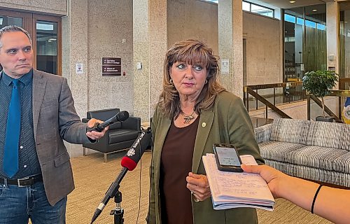 Malak Abas / Free Press
Winnipeg City Councillor Janice Lukes during her speech announcing she would not be running for re-election this term.
June 24, 2026