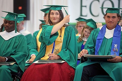 24062026
Graduates move the tassels on their mortarboards from the right side to the left after being presented with their diplomas during École Secondaire Neelin High School’s 2026 convocation at the Brandon University Healthy Living Centre on Wednesday.
(Tim Smith/The Brandon Sun)