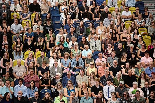 24062026
Family, friends and supporters crowd the stands at the Brandon University Healthy Living Centre during École Secondaire Neelin High School’s 2026 convocation on Wednesday. Neelin had 85 graduates.
(Tim Smith/The Brandon Sun)