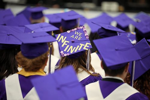 25062026
A graduate wears a decorated mortarboard during the Vincent Massey High School class of 2026 graduation ceremony at Assiniboine Credit Union Place on Thursday.
(Tim Smith/The Brandon Sun)