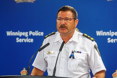 MIKE DEAL / FREE PRESS
Winnipeg Police Chief Gene Bowers speaks during a press conference to discuss a recently launched initiative in relation to open drug-use and drug trafficking in public places.
Reporter: Scott Billeck
260626 - Friday, June 26, 2026.