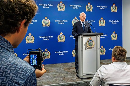 MIKE DEAL / FREE PRESS
Winnipeg Mayor Scott Gillingham speaks during a press conference to discuss a recently launched initiative in relation to open drug-use and drug trafficking in public places.
Reporter: Scott Billeck
260626 - Friday, June 26, 2026.