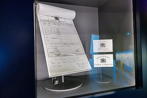 MIKE DEAL / FREE PRESS
Sahyoun family property deeds, Palestine, early 1900s
These deeds record land and homes seized during the forced displacement of 1948. Families like the Sahyouns were never allowed to return nor compensated for their loss.
The newly installed exhibit, Palestine Uprooted: Nakba Past and Present, at the CMHR.
Reporter: Eva Wasney
260626 - Friday, June 26, 2026.